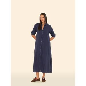 Xirena Navy Boden Maxi Long Sleeves Dress Sz XS
